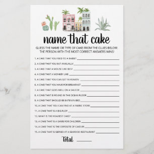 Papier Nom du gâteau Partie jeu avec réponses