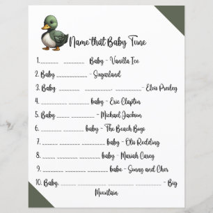 Papier Nom du jeu de Baby shower Baby Tune