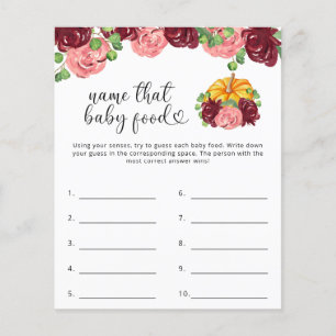 Papier Nom du jeu de douche pour aliments pour bébés