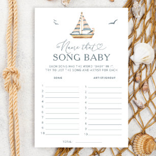 Papier Nom Nautique Minimal Qui Chanson Baby shower Jeu