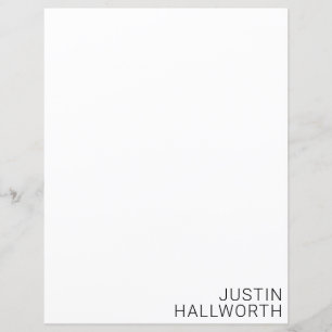 Papier Nom noir moderne en blanc