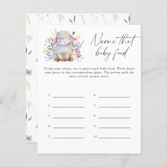 Papier Nom que bébé aliment douche jeu - agneau bébé (Devant / Derrière)