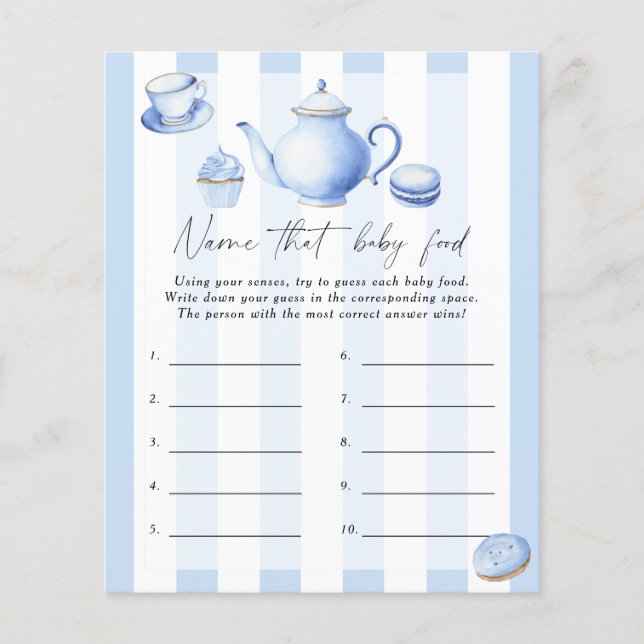 Papier Nom que bébé alimentation jeu de douche - Tea part (Devant)