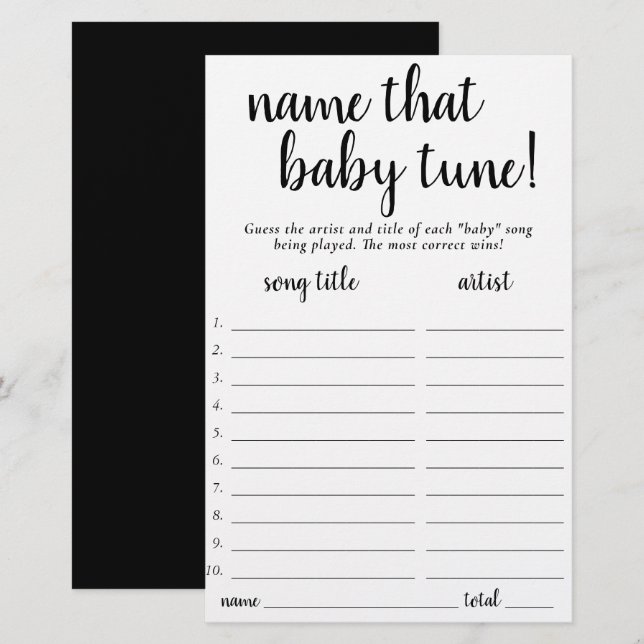 Papier Nom simple que bébé tonde | Jeu noir et blanc (Devant / Derrière)