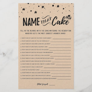 Papier Nommez ce gâteau Jeux de mariée avec les réponses