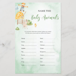 Papier Nommez la ferme de jeu de baby shower pour bébés a