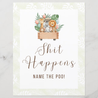 Papier Nommez le panneau de la caca Safari Baby Shower