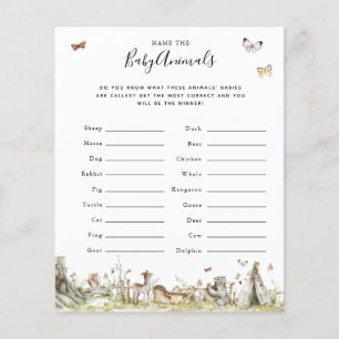 Papier Nommez les bébés animaux   Jeu Baby shower