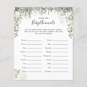 Papier Nommez les bébés animaux   Jeu Baby shower