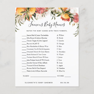 Papier Noms de bébés célèbres Jeu Baby shower