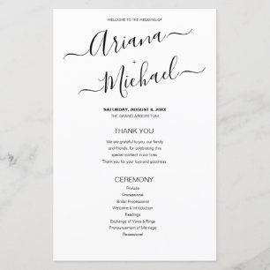 Papier Noms minimalistes des Mariages noirs et blancs Scr