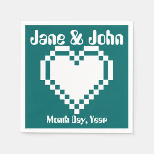 Papier Nos Coeurs 8 bits en serviettes Turquoises