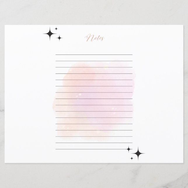 Papier Notes linéaires Rose imprimable Or (Dos)