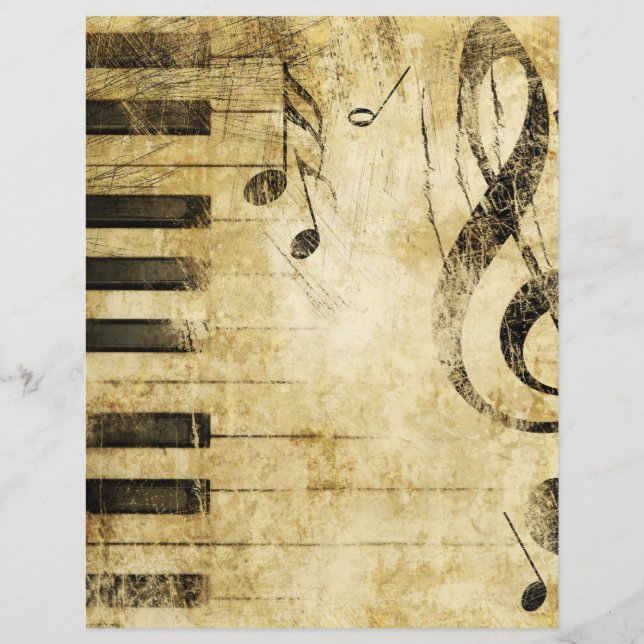 Papier Notes musicales Grungy vintage Scrapbook (Devant)
