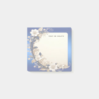 Papier notes post-it à embellissement floral bleu 