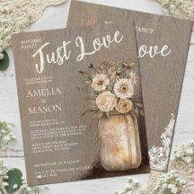 Nothing Fancy Just Love Floral Mason Jar Wedding