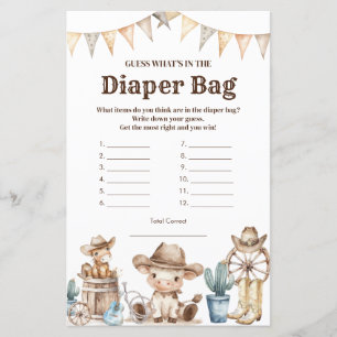 Papier Notre petit Baby shower Cowboy Ce qu'il y a dans l