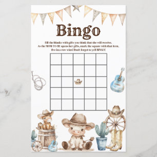 Papier Notre Petit Cowboy Baby shower Cactus Jeu de Bingo