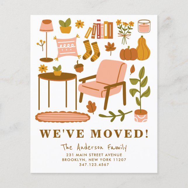Papier Nous Avons Déménagé Boho Automne À La Maison Thank (Devant)