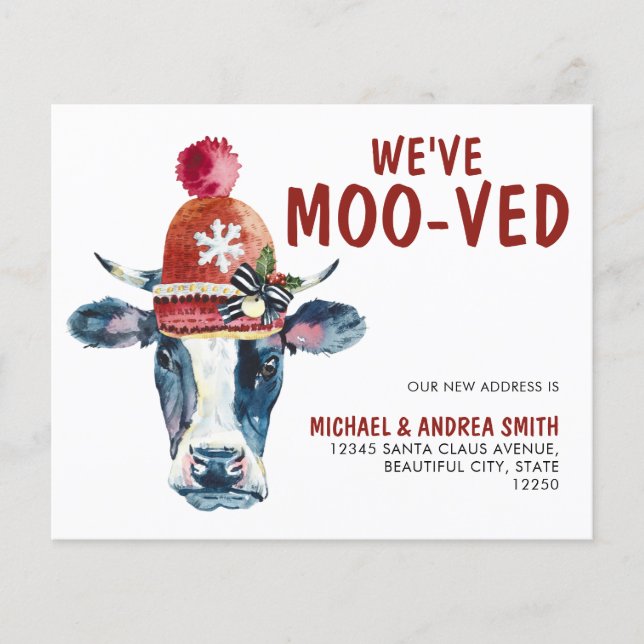 Papier Nous avons Moo-ved Cow Holiday Moving Faire-part (Devant)