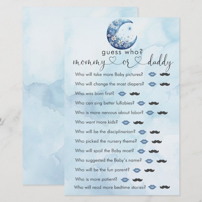 Papier Nous Sommes Au-Dessus Du Jeu Moon Boy Shower "Devi (Devant / Derrière)