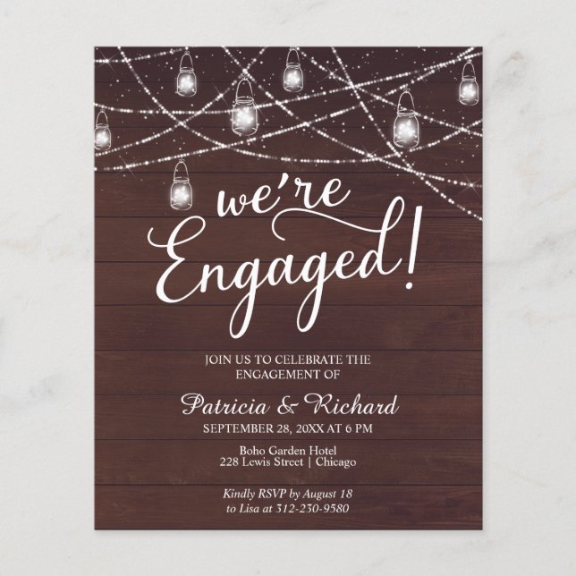 Papier Nous sommes engagés Rustic Engagement Party Invita (Devant)