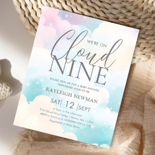 Papier Nous sommes sur Cloud Nine Baby shower Budget Invi
