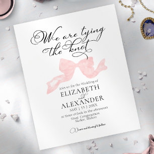 Papier Nous Tient Le noeud   Mariage budgétaire Pink Bow