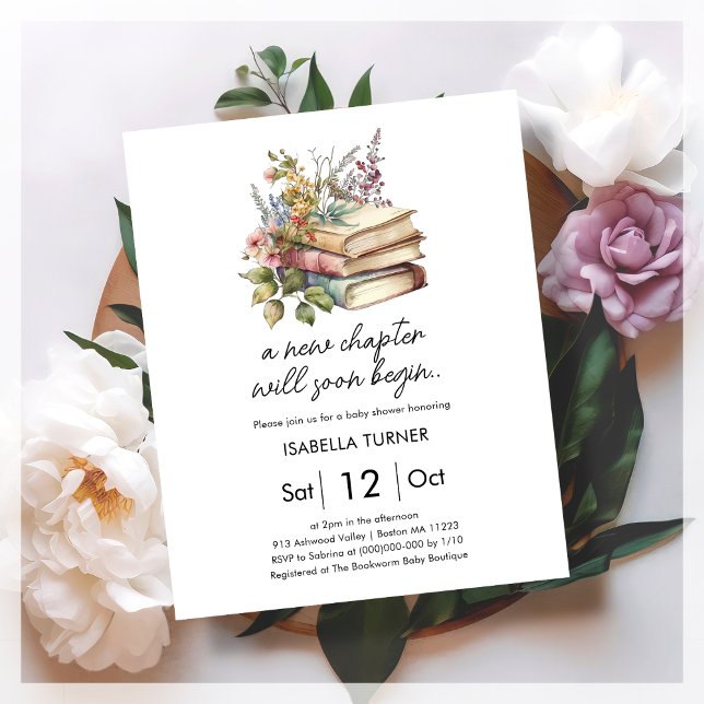 Papier Nouveau chapitre | Baby shower de livre Invitation (Créateur téléchargé)