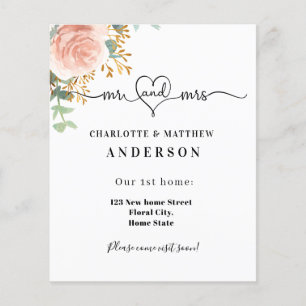 Papier Nouvelle adresse domicile rose or floral mobile ca