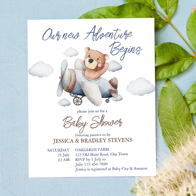 Papier Nouvelle aventure minuscule baby shower pilote inv (Créateur téléchargé)