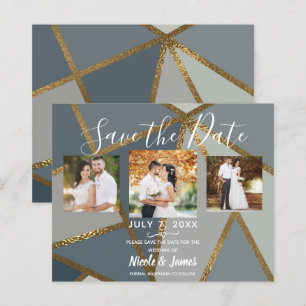 Papier Nuances de gris et bronze Mariage moderne Enregist