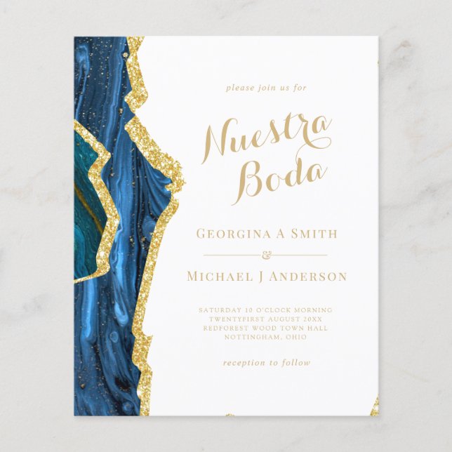 Papier Nuestra Boda AGATE Gold Mariage espagnol INVITE (Devant)