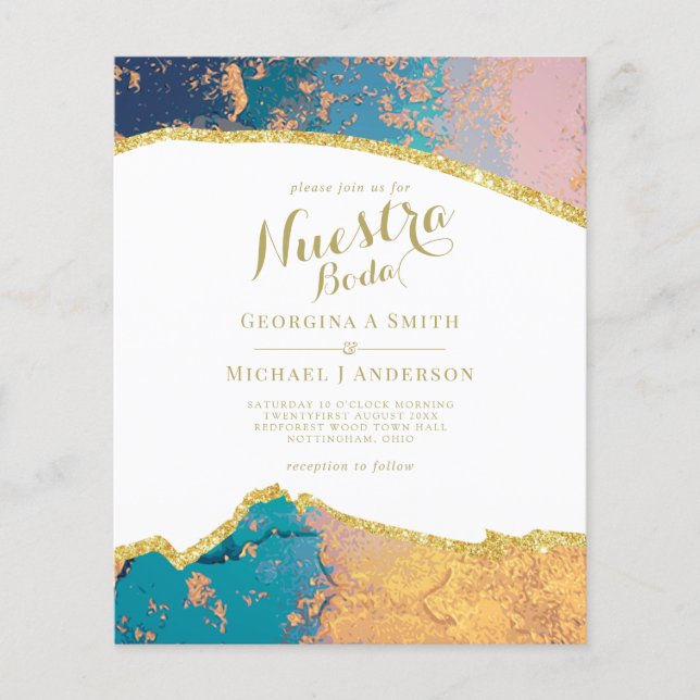 Papier Nuestra Boda AGATE Gold Mariage espagnol INVITE (Devant)
