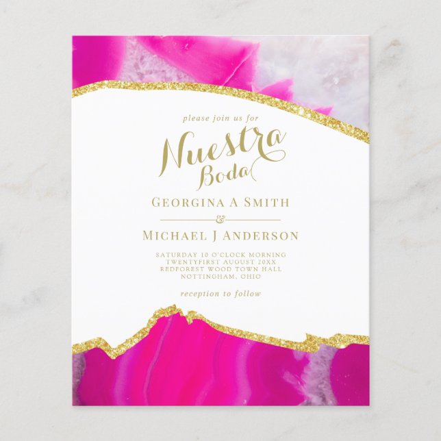 Papier Nuestra Boda AGATE Gold Mariage espagnol INVITE (Devant)