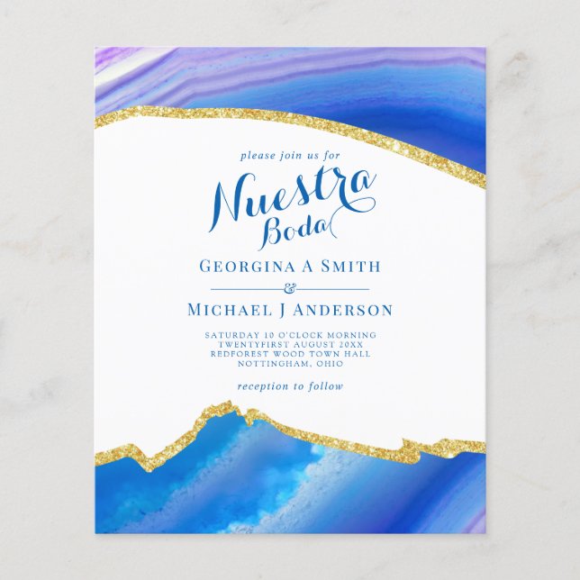 Papier Nuestra Boda AGATE Gold Mariage espagnol INVITE (Devant)