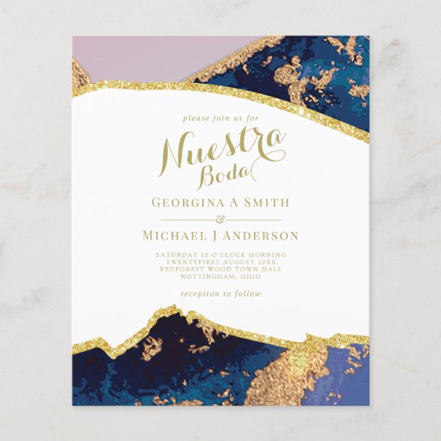 Papier Nuestra Boda AGATE Gold Mariage espagnol INVITE (Devant)