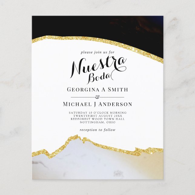 Papier Nuestra Boda AGATE Gold Mariage espagnol INVITE (Devant)
