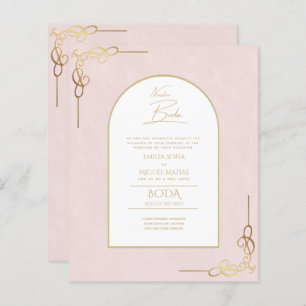 Papier Nuestra Boda Budget Or Accent Invitation bilingue