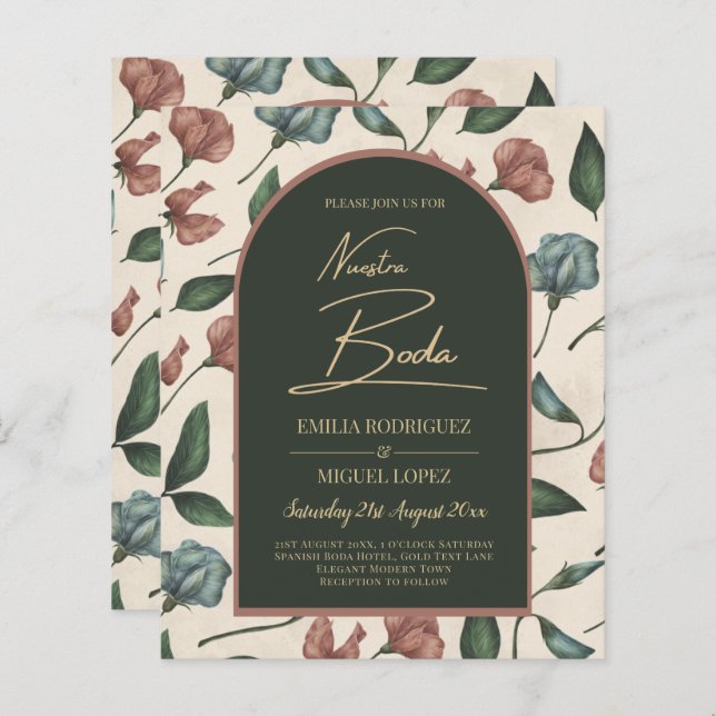 Papier Nuestra Boda Emerald Green Terracotta Fall Invitat (Devant / Derrière)
