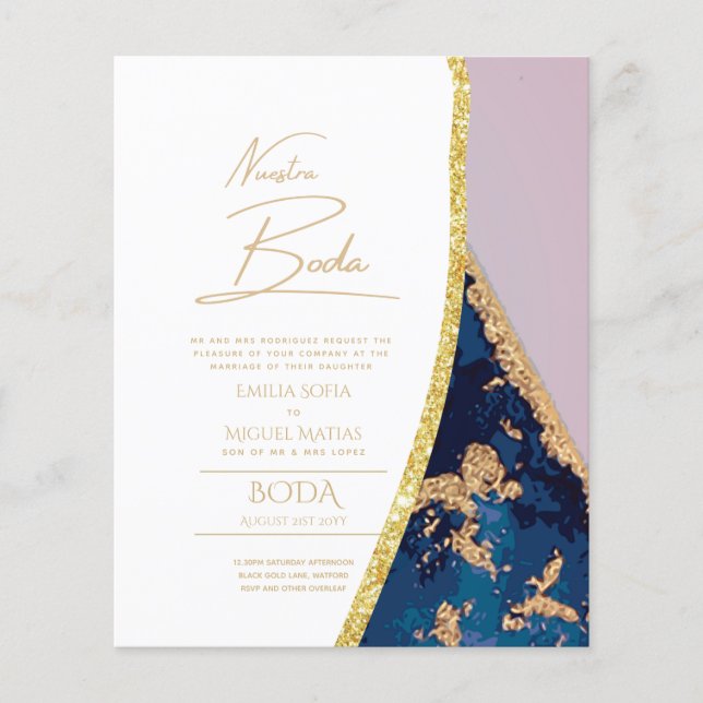 Papier Nuestra Boda Gold Texte AGATE Mariage INVITE (Devant)