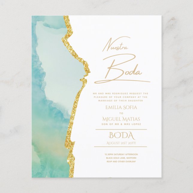 Papier Nuestra Boda Gold Texte AGATE Mariage INVITE (Devant)