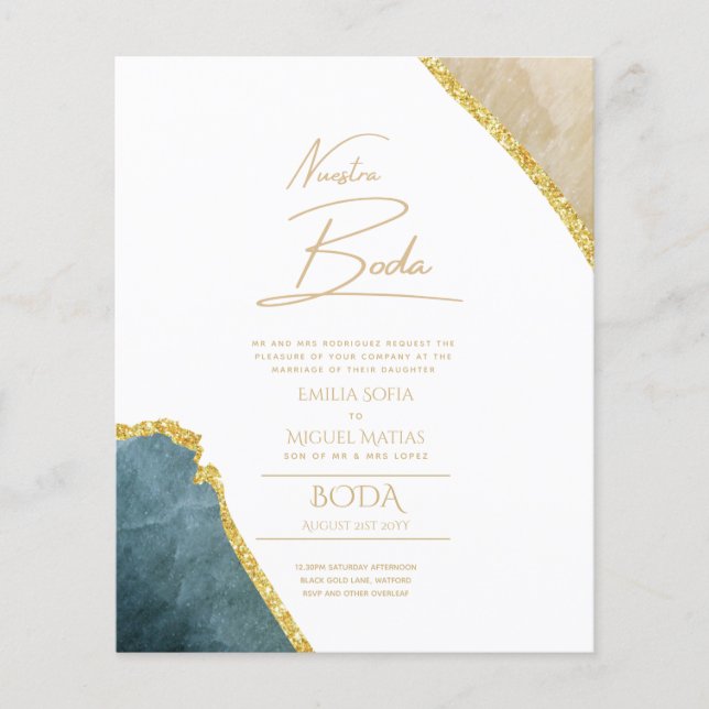 Papier Nuestra Boda Gold Texte AGATE Mariage INVITE (Devant)