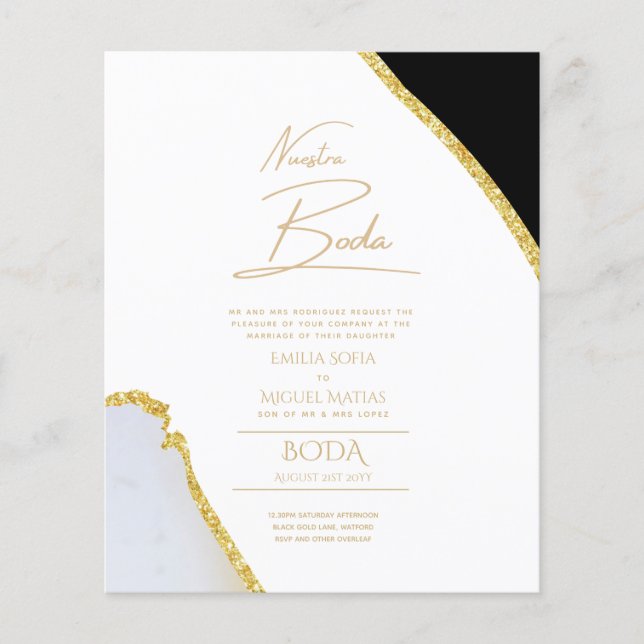 Papier Nuestra Boda Gold Texte AGATE Mariage INVITE (Devant)