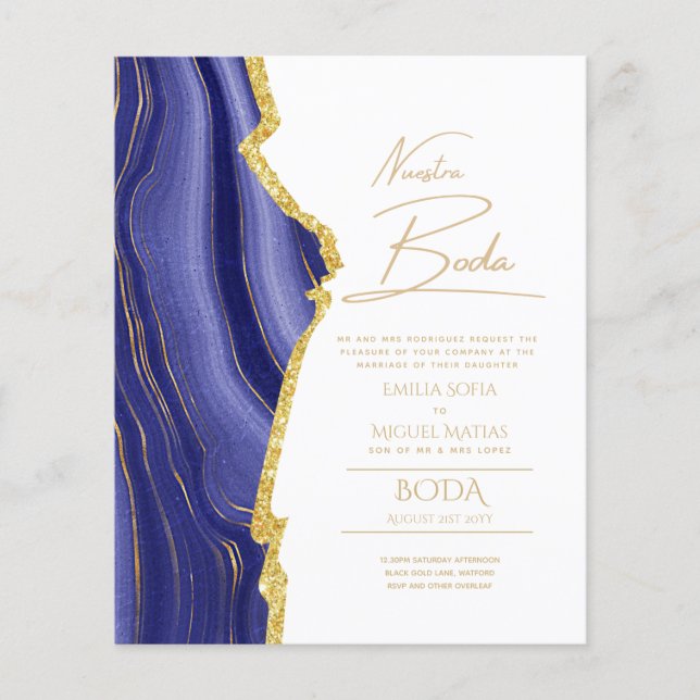 Papier Nuestra Boda Gold Texte AGATE Mariage INVITE (Devant)