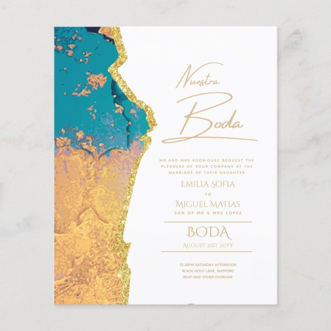 Papier Nuestra Boda Gold Texte AGATE Mariage INVITE (Devant)