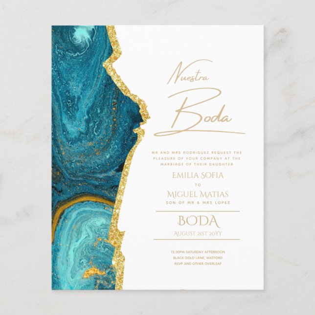 Papier Nuestra Boda Gold Texte AGATE Mariage INVITE (Devant)