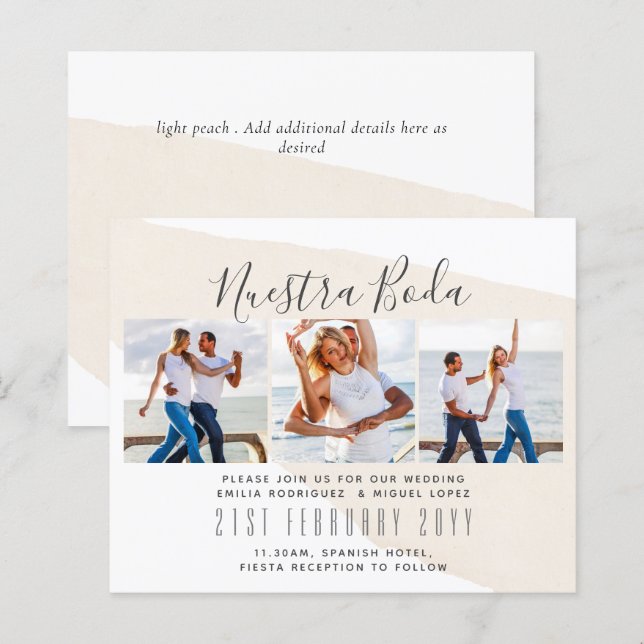 Papier Nuestra Boda Photo Collage Mariage INVITE (Devant / Derrière)