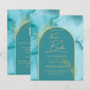 Papier NUESTRA BODA Turquoise Turquoise Gold Wedding INVI