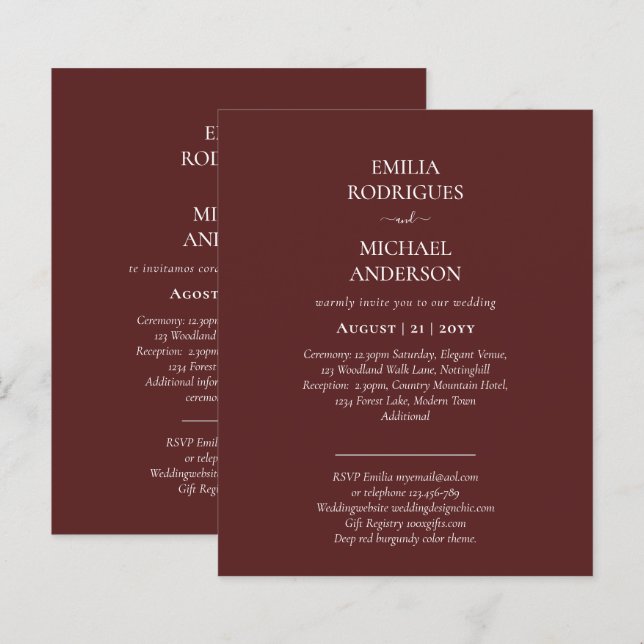Papier Nuestra Boda Typographie moderne BEAUCOUP DE COULE (Devant / Derrière)